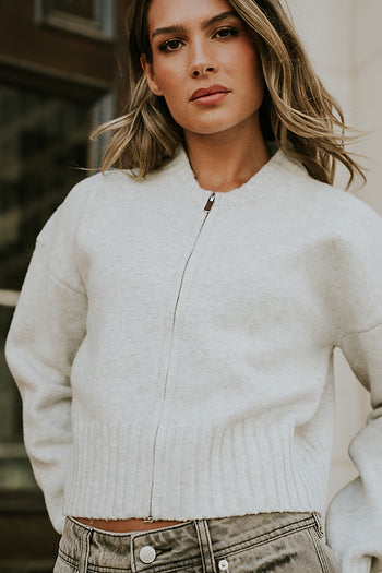 Kelly Knit Bomber Jacket in Grey - FINAL SALE