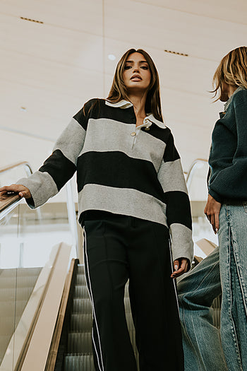 Kenzie Striped Sweater in Navy