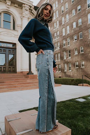 Sofia Contrast Wide Leg Jeans