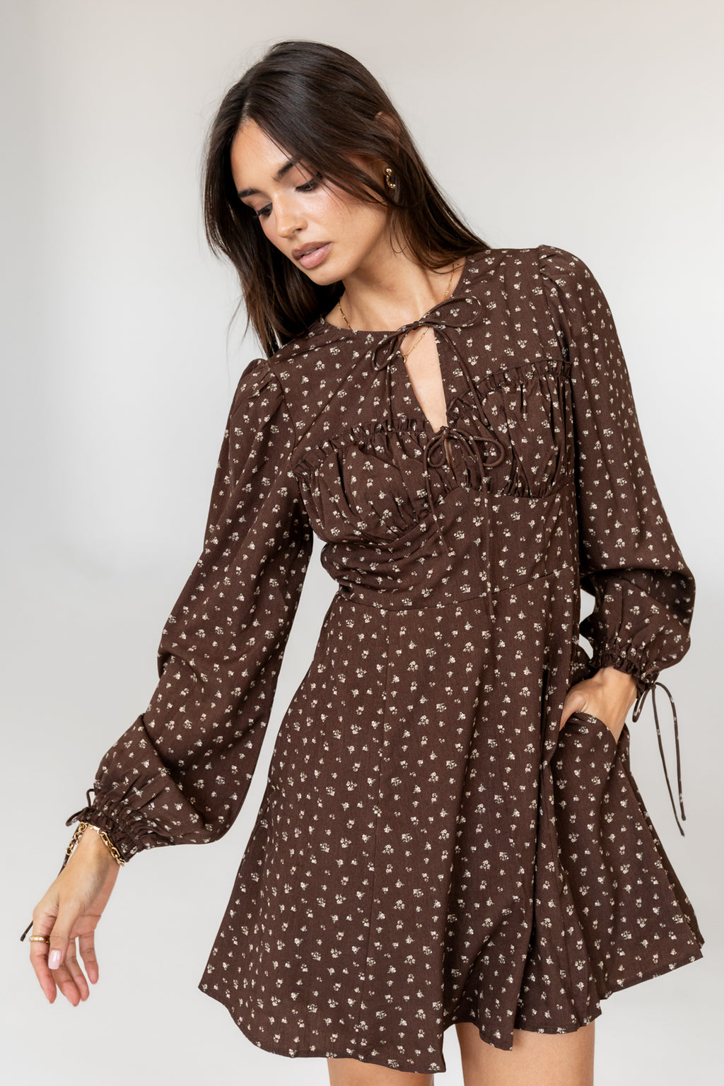 Myles Floral Mini Dress in Burgundy - FINAL SALE