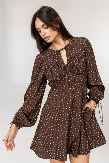 Myles Floral Mini Dress in Burgundy - FINAL SALE