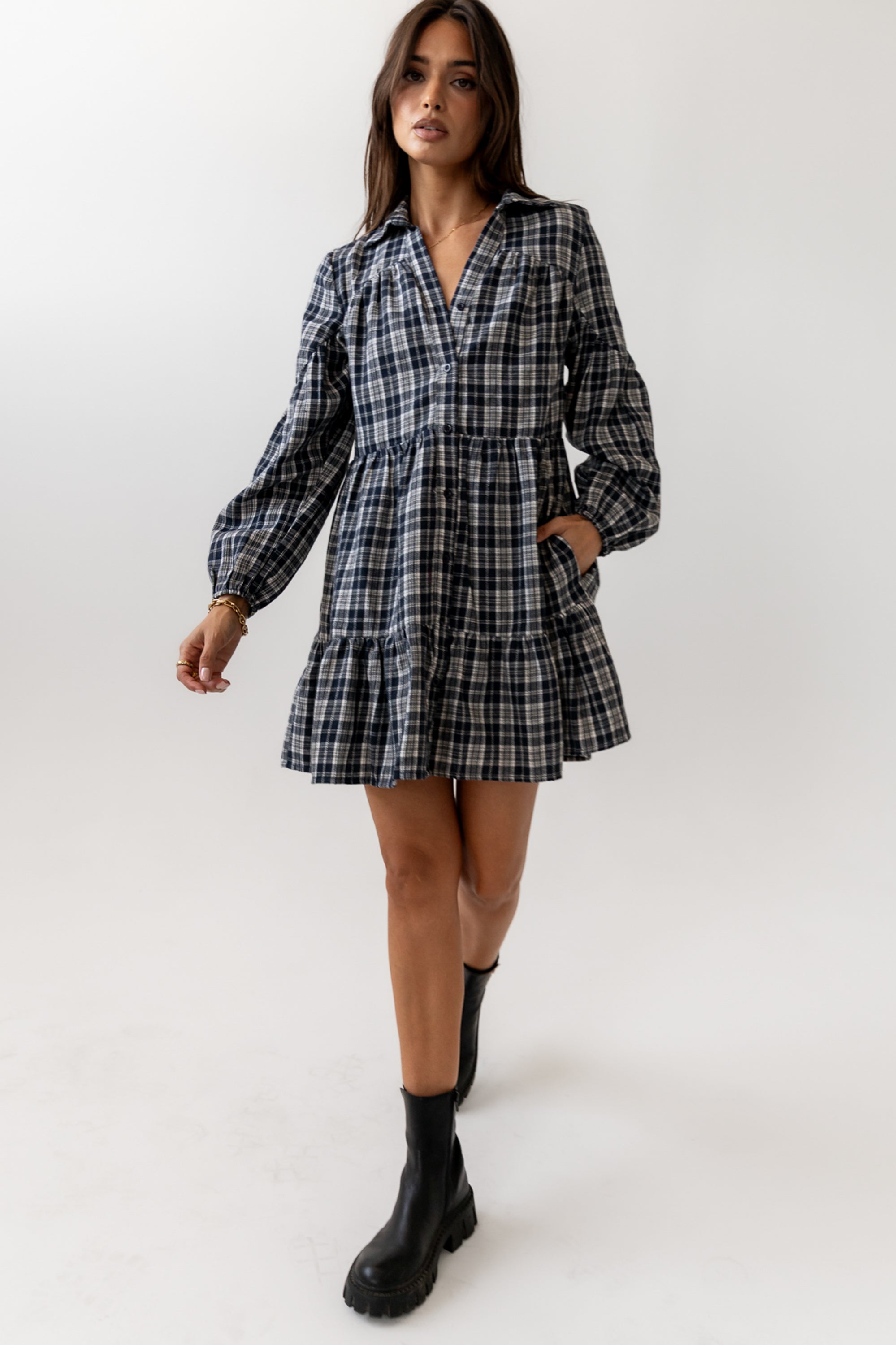 Autumn Plaid Mini Dress