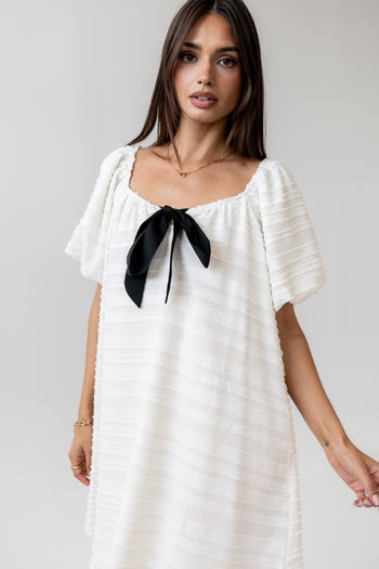 Minnie Textured Baby Doll Dress in Ivory - FINAL SALE