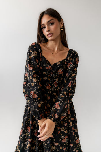 RUST, YELLLOW AND CREAM FLORAL PRINT 