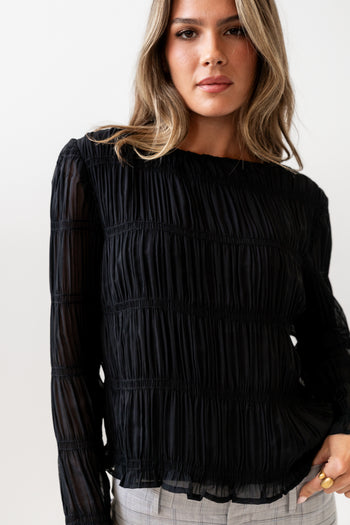 Smocked Blouse in Black