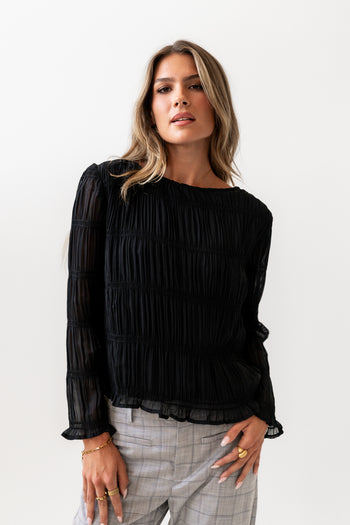 Smocked Blouse in Black