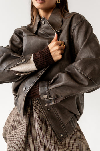 Brecken Vegan Leather Jacket in Brown