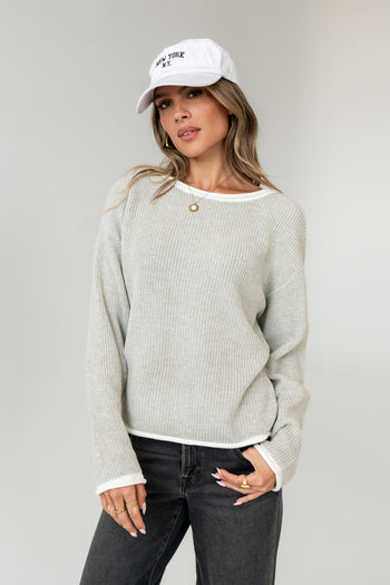  Contrast Sweater in Grey