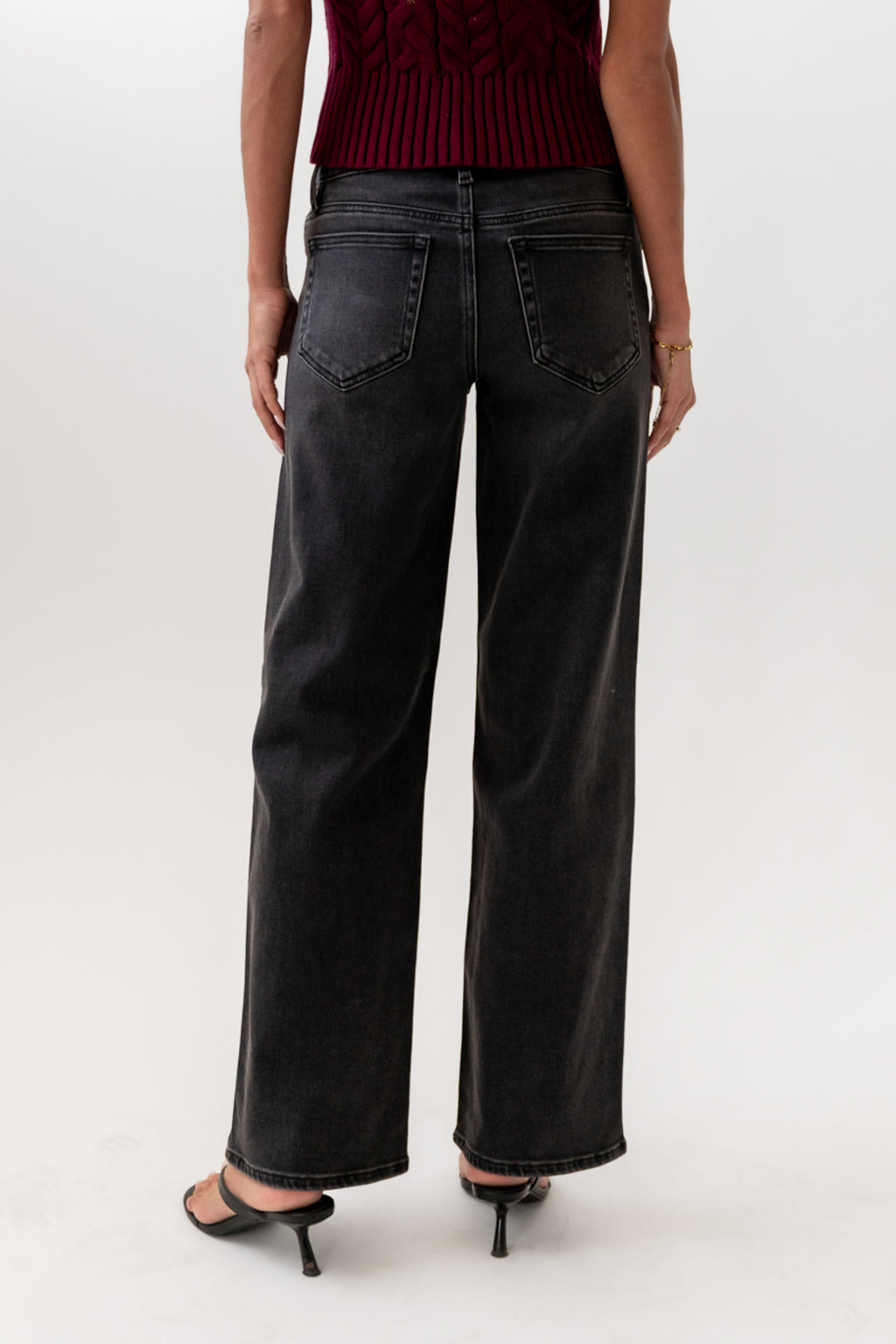 Sloane Wide Leg Jeans in Black - Main Image