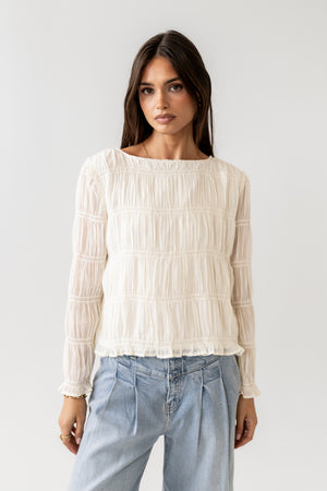 Zuri Smocked Blouse in Cream - FINAL SALE