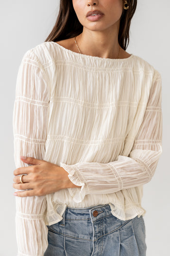 Zuri Smocked Blouse in Cream