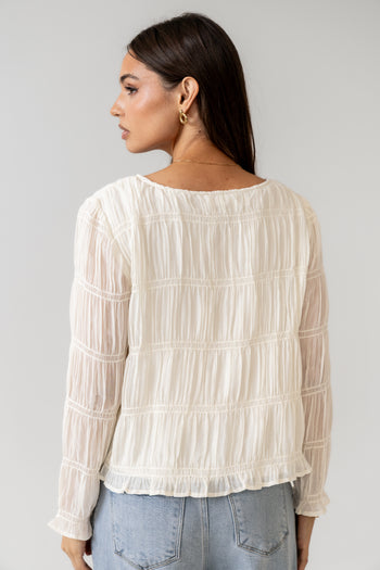 Zuri Smocked Blouse in Cream