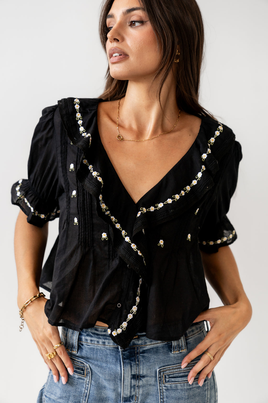 Embroidered Blouse in Black