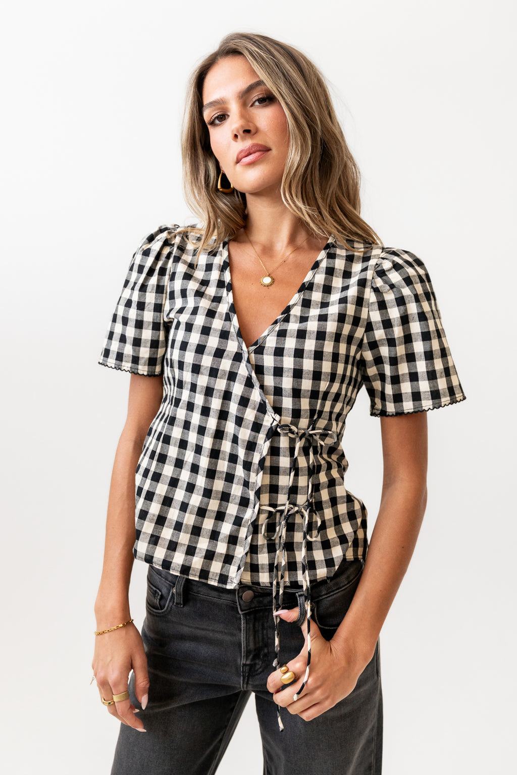 Gingham Blouse in Black