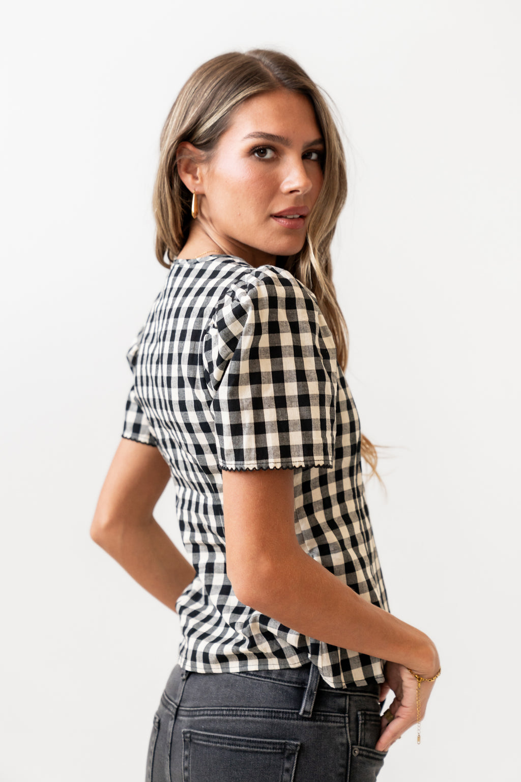 Gingham short sleeve top 
