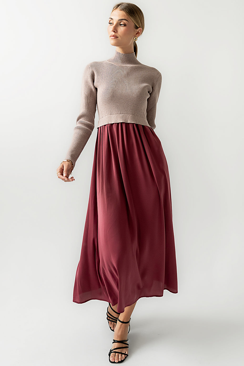 Zeda Midi Dress in Wine - FINAL SALE