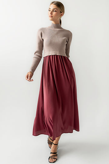 Zeda Midi Dress in Wine - FINAL SALE