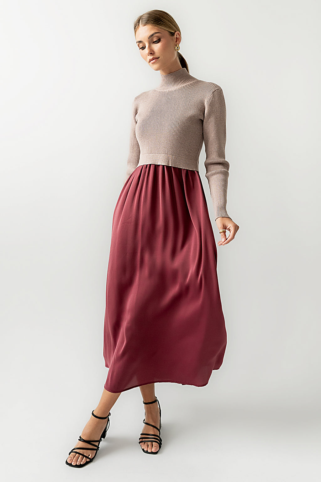 wine dress midi Zeda Midi Dress in Wine