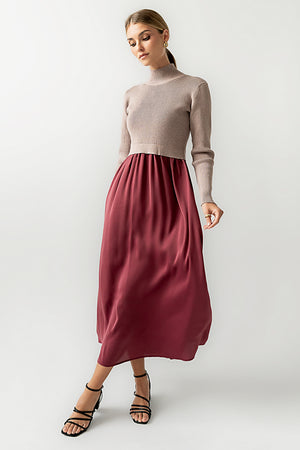 Zeda Midi Dress in Wine - FINAL SALE