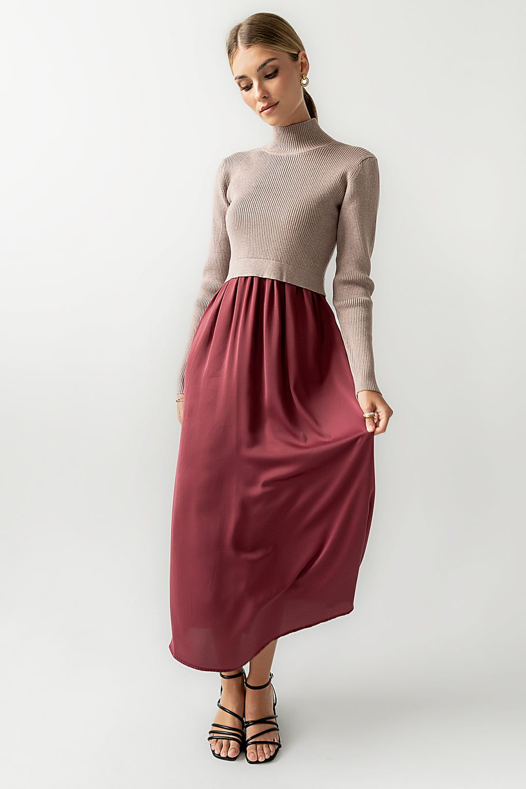 Zeda Midi Dress in Wine - FINAL SALE