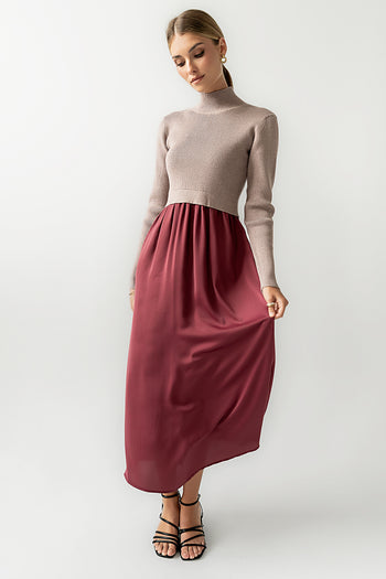 Zeda Midi Dress in Wine - FINAL SALE