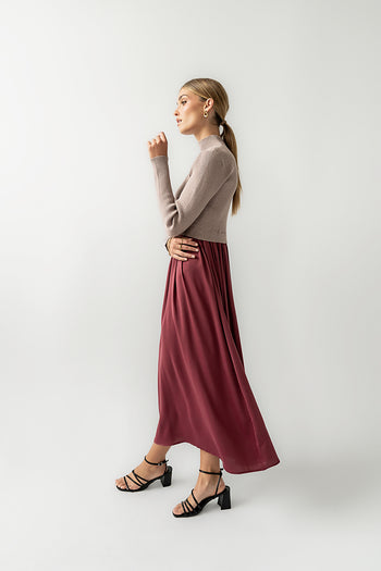 Zeda Midi Dress in Wine - FINAL SALE