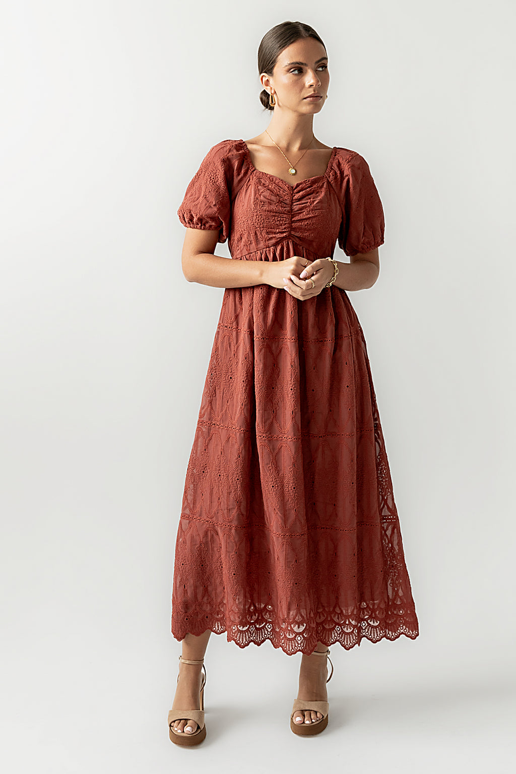 Luca Embroidered Maxi Dress in Dark Berry