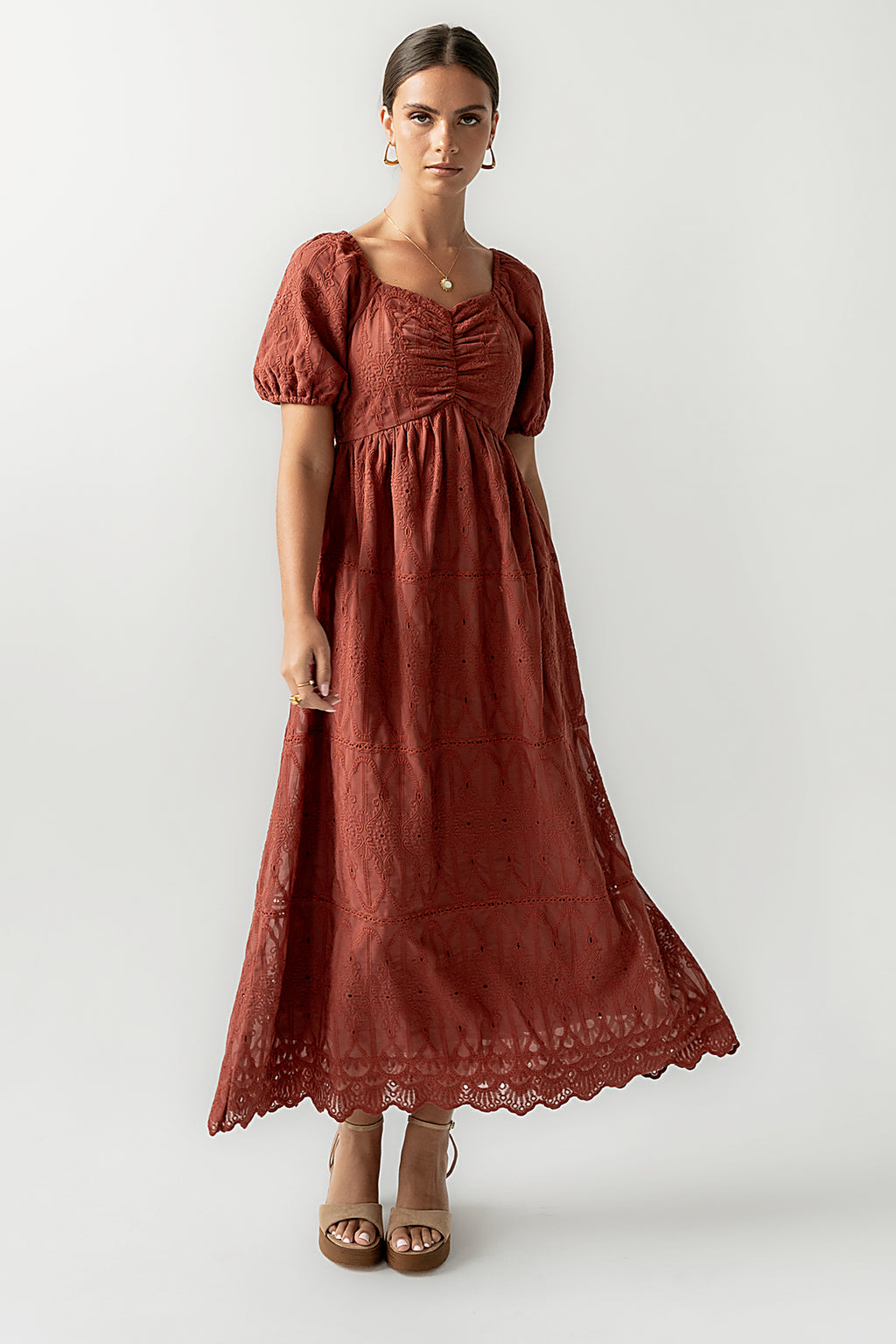 Luca Embroidered Maxi Dress in Dark Berry