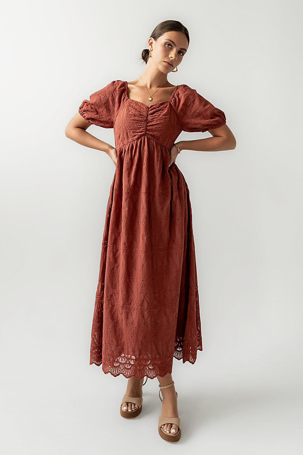 Luca Embroidered Maxi Dress in Dark Berry