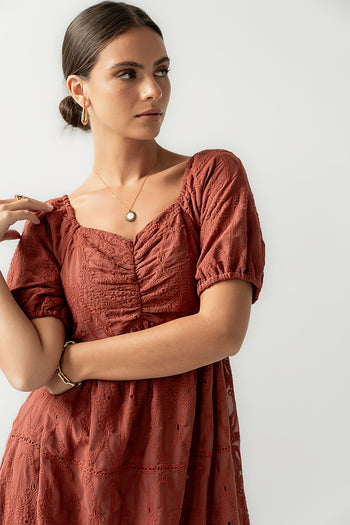 Luca Embroidered Maxi Dress in Dark Berry