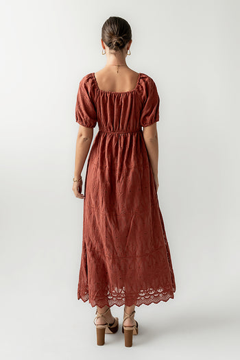 Luca Embroidered Maxi Dress in Dark Berry
