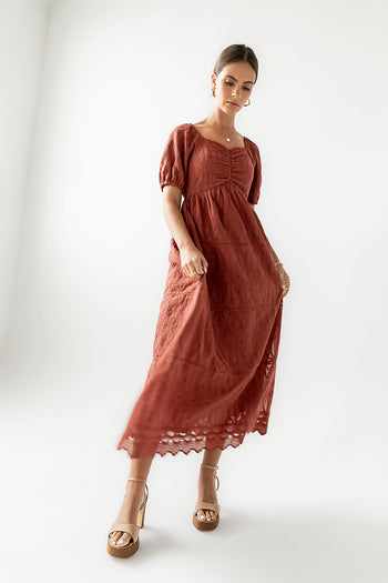 Luca Embroidered Maxi Dress in Dark Berry