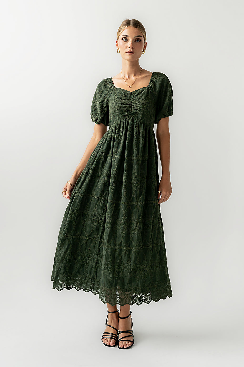 Luca Embroidered Maxi Dress in Hunter Green - FINAL SALE Luca Embroidered Maxi Dress in Hunter Green - FINAL SALE