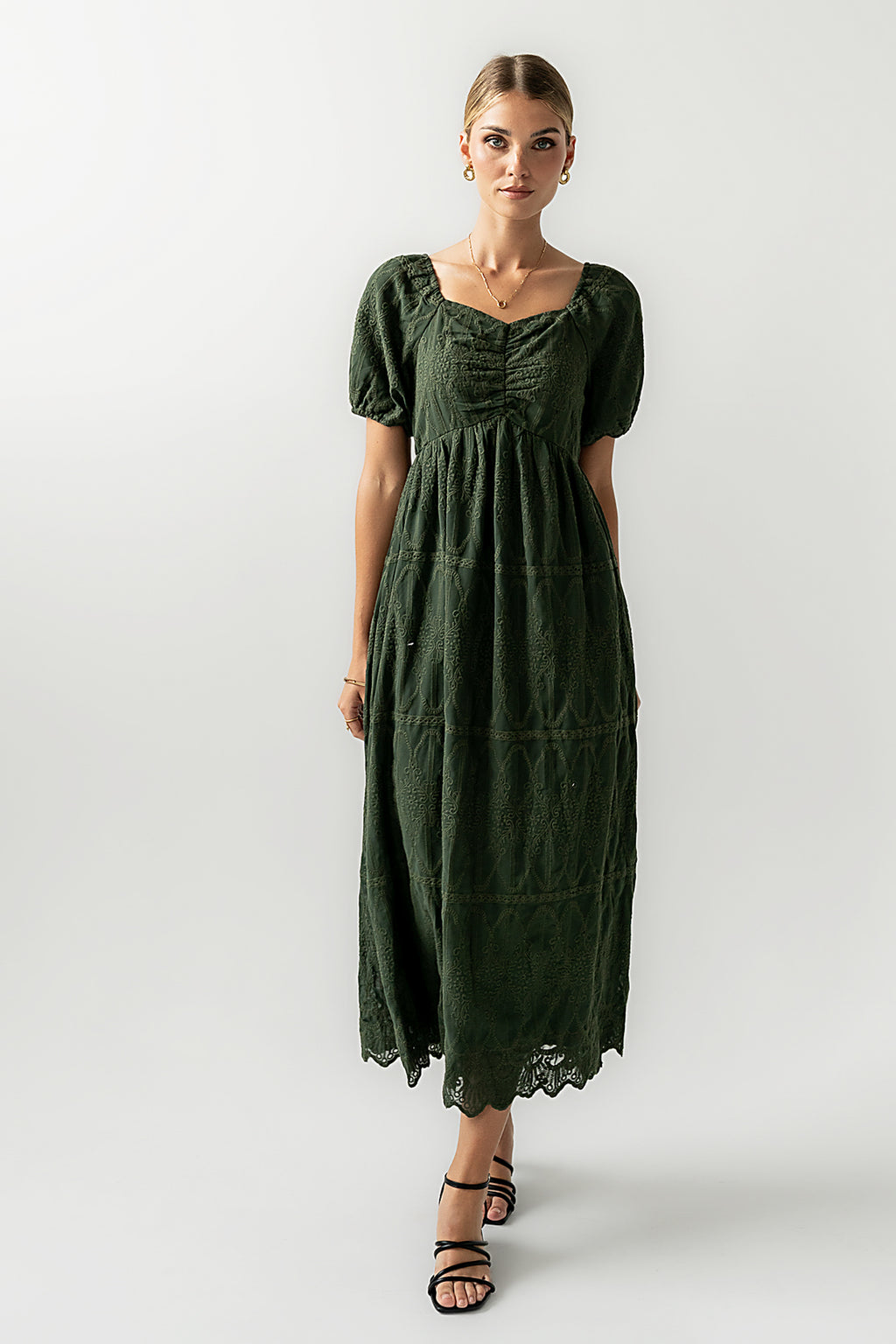 Luca Embroidered Maxi Dress in Hunter Green - FINAL SALE Luca Embroidered Maxi Dress in Hunter Green - FINAL SALE