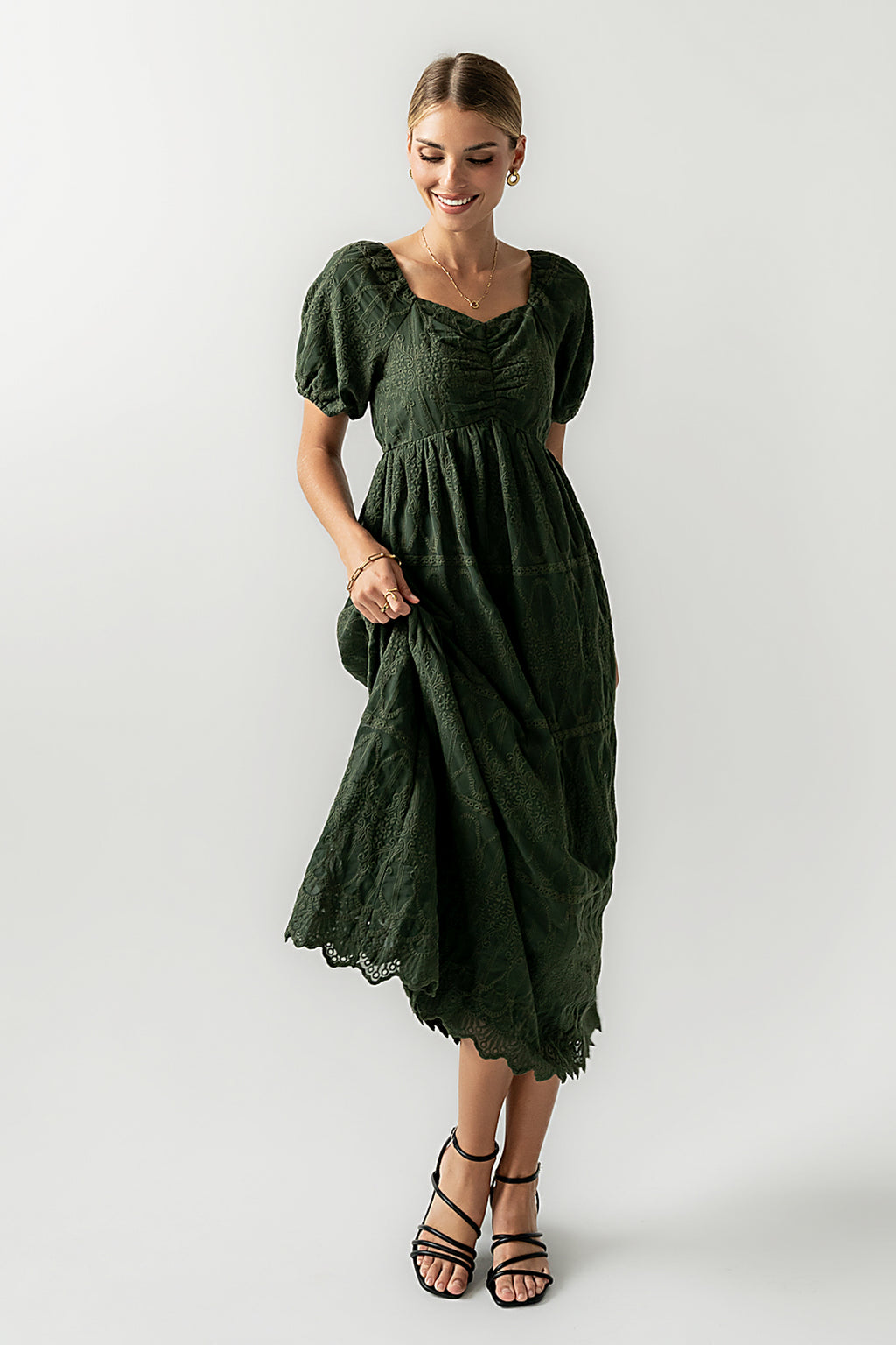 Luca Embroidered Maxi Dress in Hunter Green - FINAL SALE Luca Embroidered Maxi Dress in Hunter Green - FINAL SALE