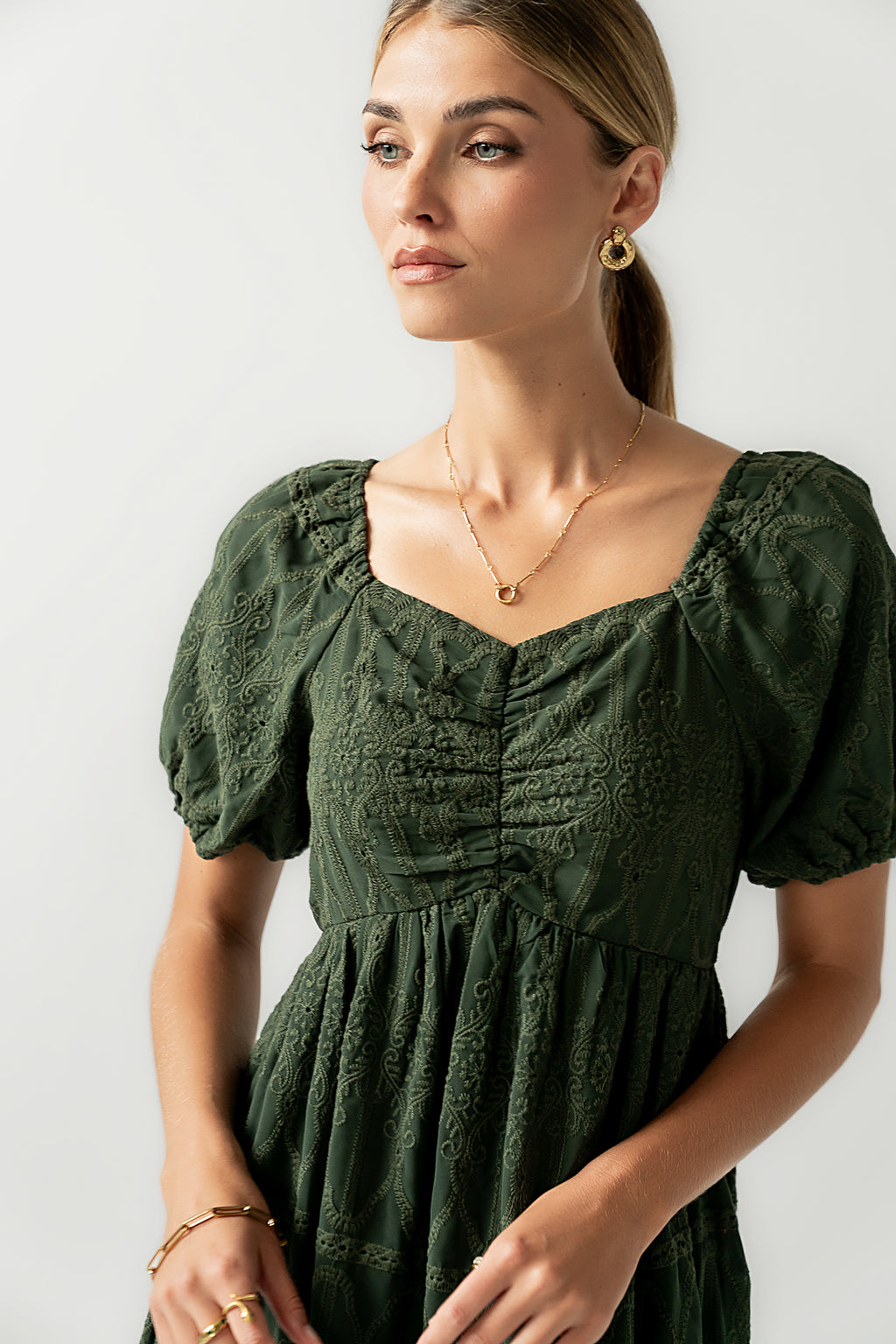 Luca Embroidered Maxi Dress in Hunter Green - FINAL SALE Luca Embroidered Maxi Dress in Hunter Green - FINAL SALE