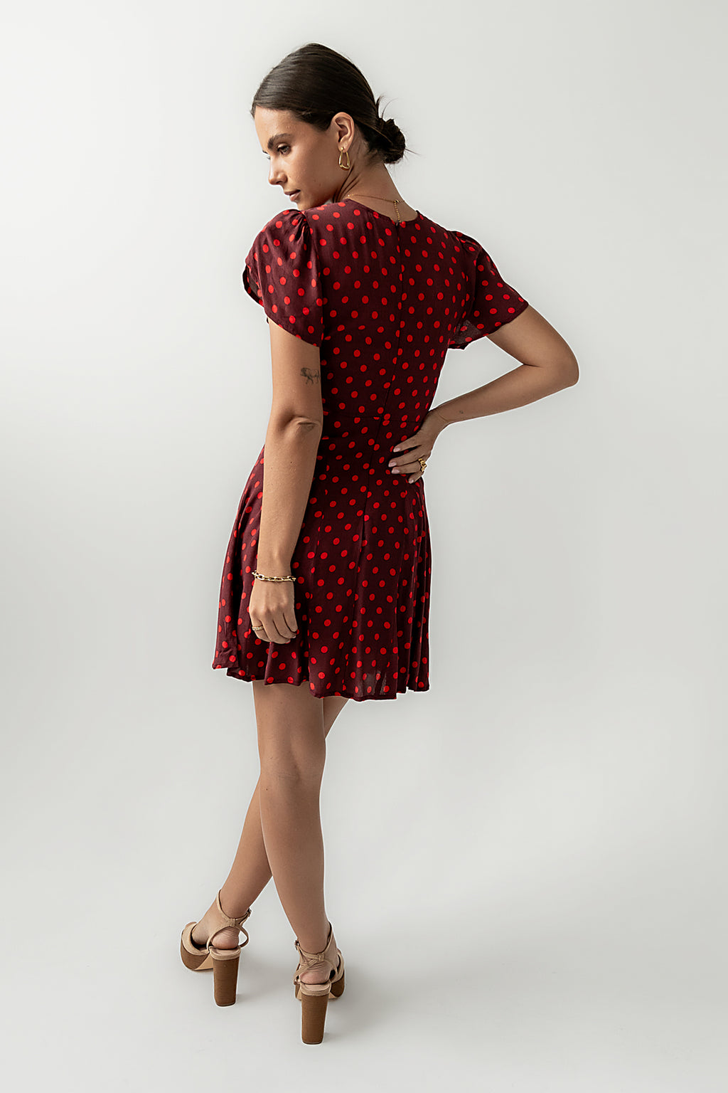 red and black polka dot dress Brandy Polka Dot Mini Dress
