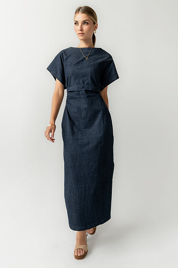 Jeanie Pleated Maxi Dress