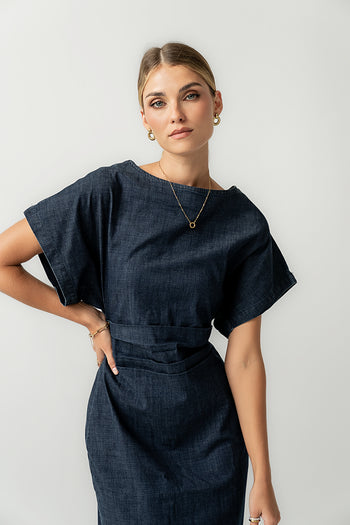 Jeanie Pleated Maxi Dress