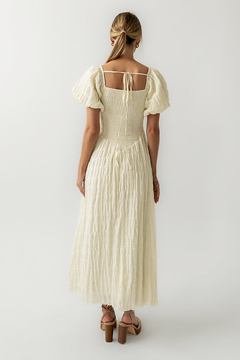 Beckie Smocked Maxi Dress in Off White - FINAL SALE