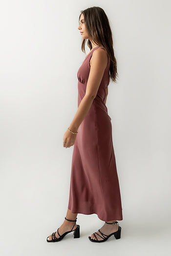 Hailey Lace Trim Maxi Dress in Marsala - FINAL SALE