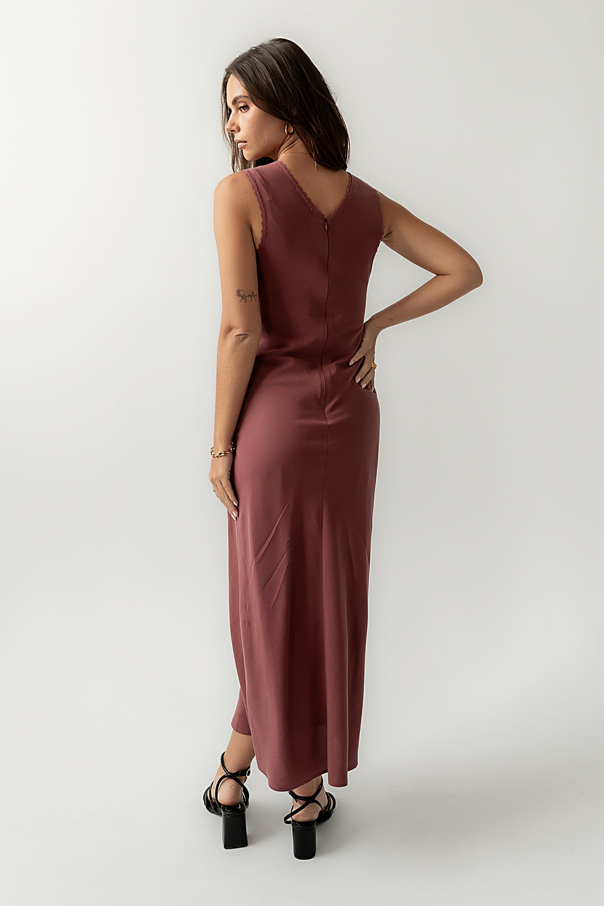 green emerald velvet dress Marsala Copa Front Cut-Out Bow Back Ties Maxi Dress main image 0