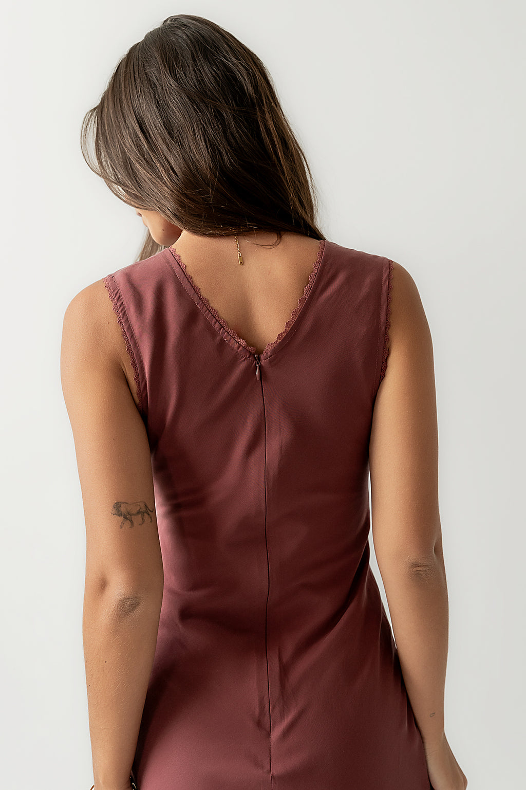 Hailey Lace Trim Maxi Dress in Marsala - FINAL SALE