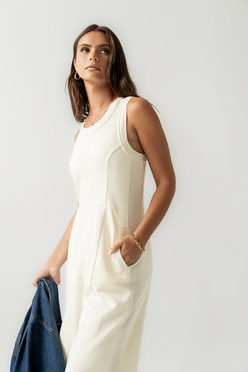 Tristan Knit Jumpsuit in Cream