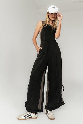 Tristan Knit Jumpsuit in Charcoal