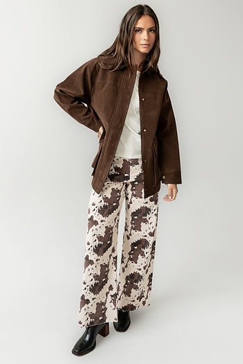 wide leg pants with brown jacket