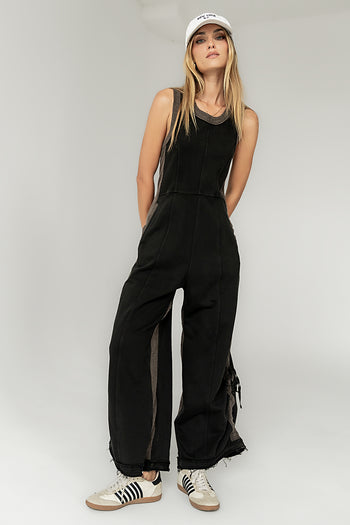 Tristan Knit Jumpsuit in Charcoal
