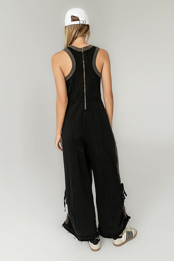 Tristan Knit Jumpsuit in Charcoal