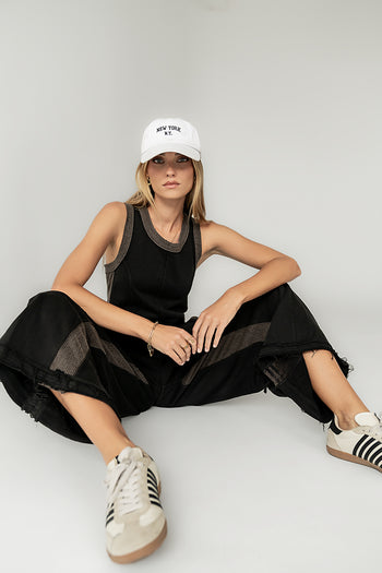 Tristan Knit Jumpsuit in Charcoal