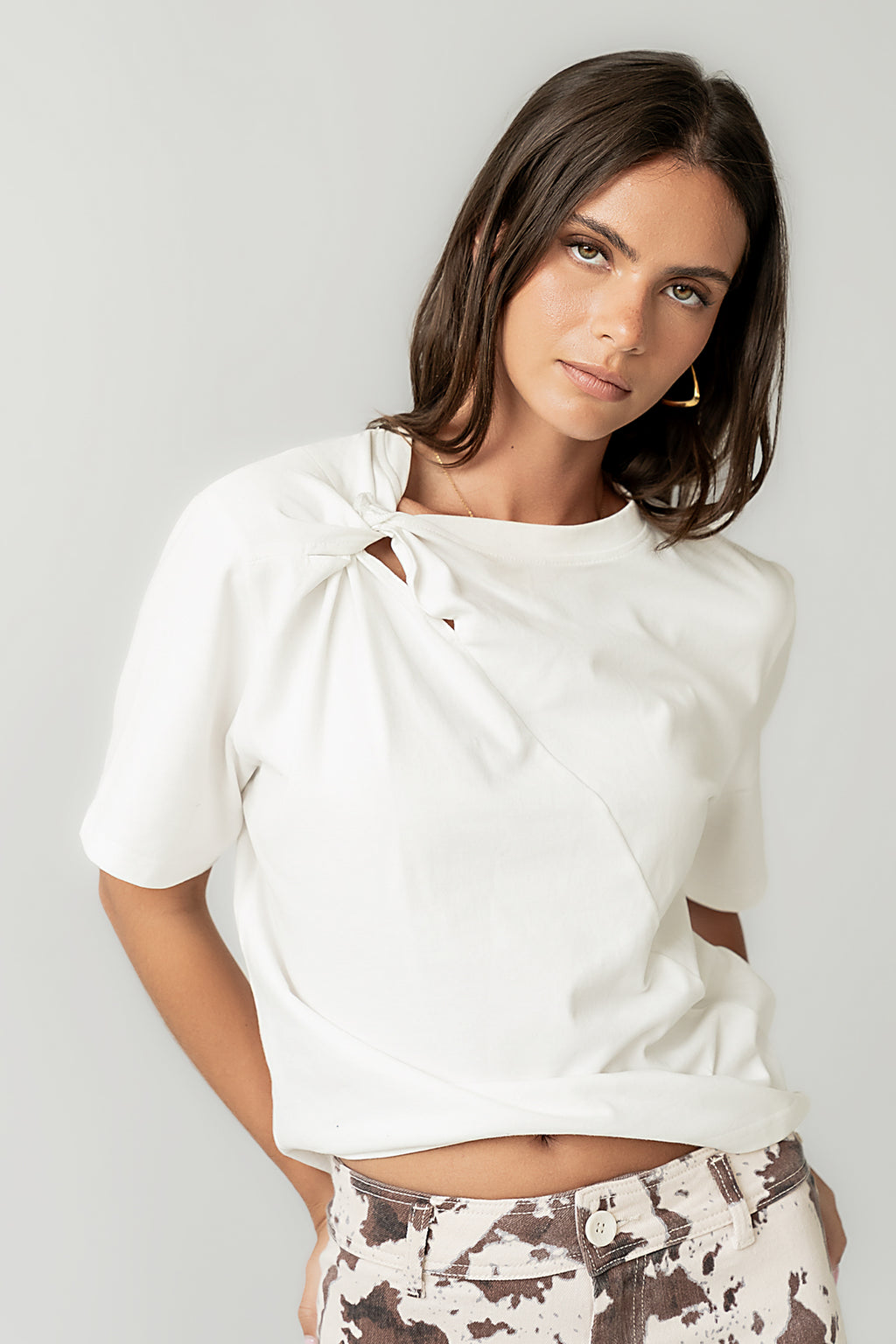 white cut out tee